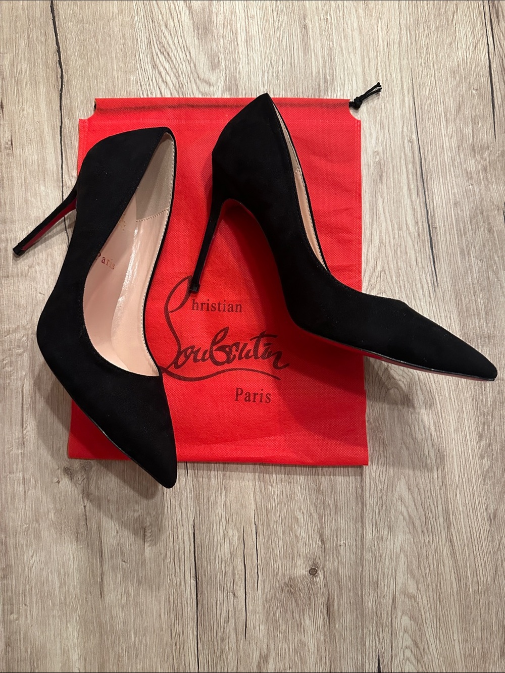 Christian Louboutin Black Suede Pointed Toe Pumps Heels EU 41 - Picture 2 of 9